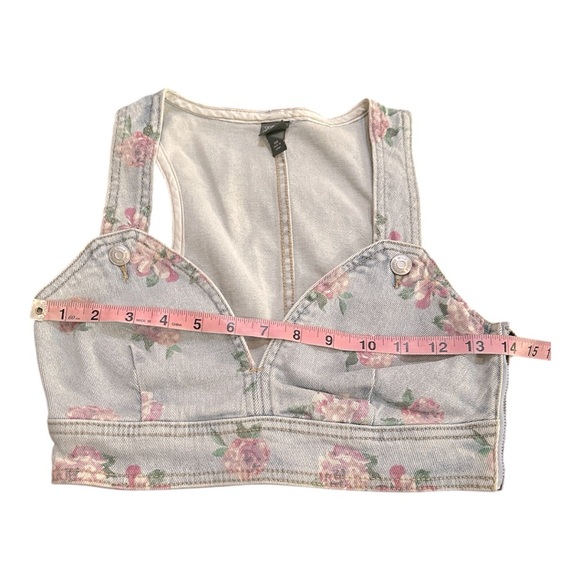 Wild Fable Denim Floral Crop Top XXS – Light Wash - Picture 7 of 9